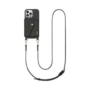 LOUVE Black Textured Phone Case wallet with Strap